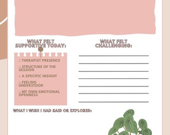 After-Therapy Reflection Worksheet | Mental Health Printable | Therapy Session Processing PDF