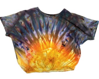 Sunburst hand dyed crop top. Size small