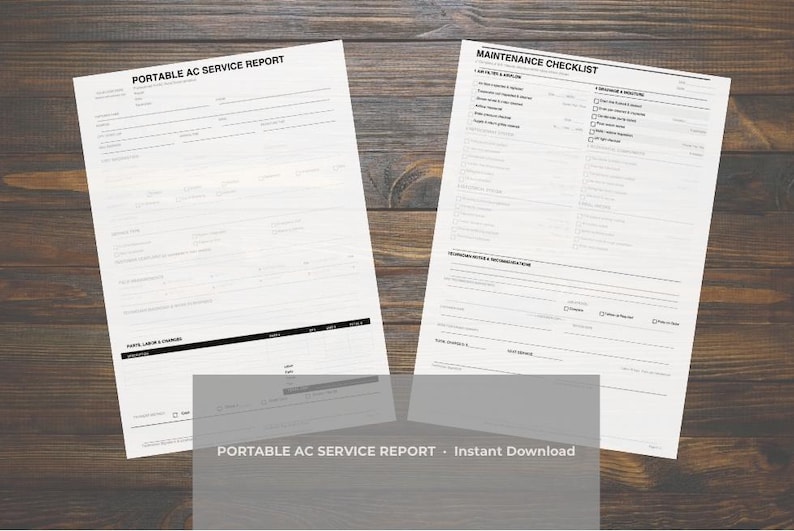 Portable Air Conditioner Service Report Template | HVAC Service Form ...