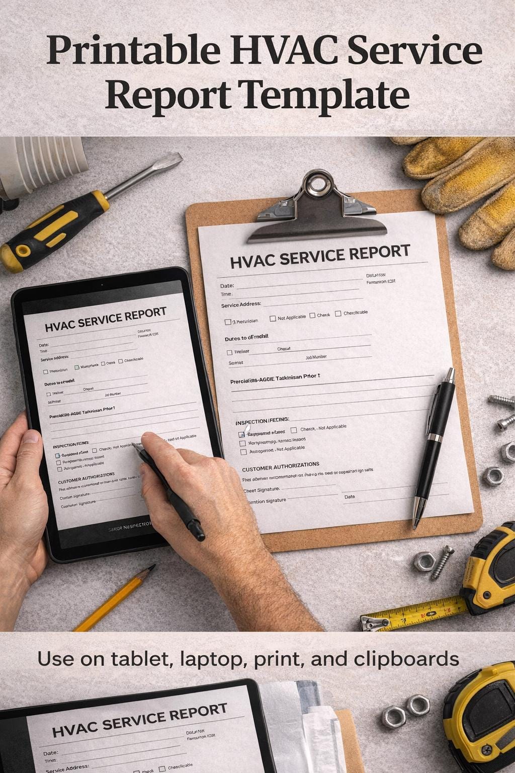 Printable Hvac Inspection Report.pdf HVAC Service Report Template | Editable Technician Form (PDF Download ...