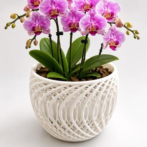 3D Printed Orchid Planter | Medium Minimalist Airflow Pot with Drainage Tray