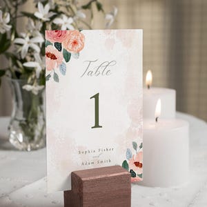 Table Numbers Template | Elegant Floral Terracotta · Editable in Canva
