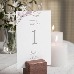 Table Numbers Template | Minimal Floral Wedding · Editable in Canva