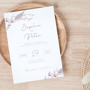 Wedding Invitation Template | Minimal Floral Elegant · Editable in Canva