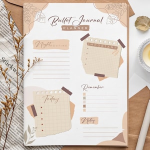 Printbare PDF voor een Bullet Journal | Minimalistische Bullet Journal plannerpagina's | Dagboek met stippenraster | Planner-inzetstukken | Direct downloaden | A4 US Letter