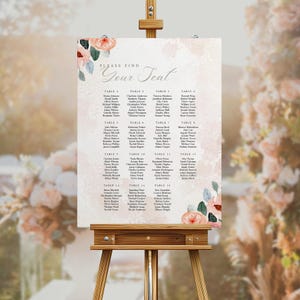 Seating Chart Template | Elegant Floral Terracotta Wedding · Editable in Canva