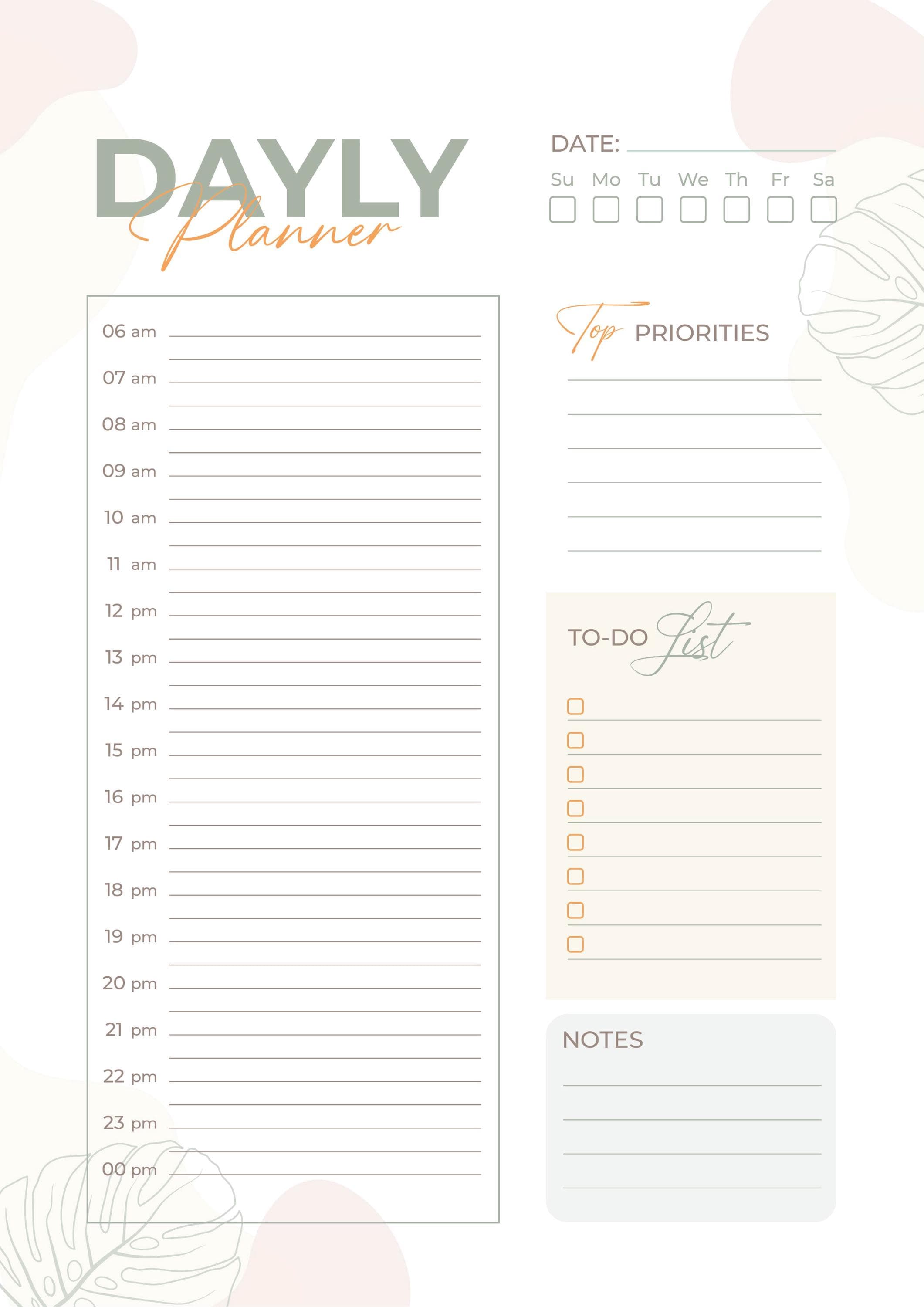 Daily Planner Printable PDF | Minimalist Daily Schedule | to Do List ...