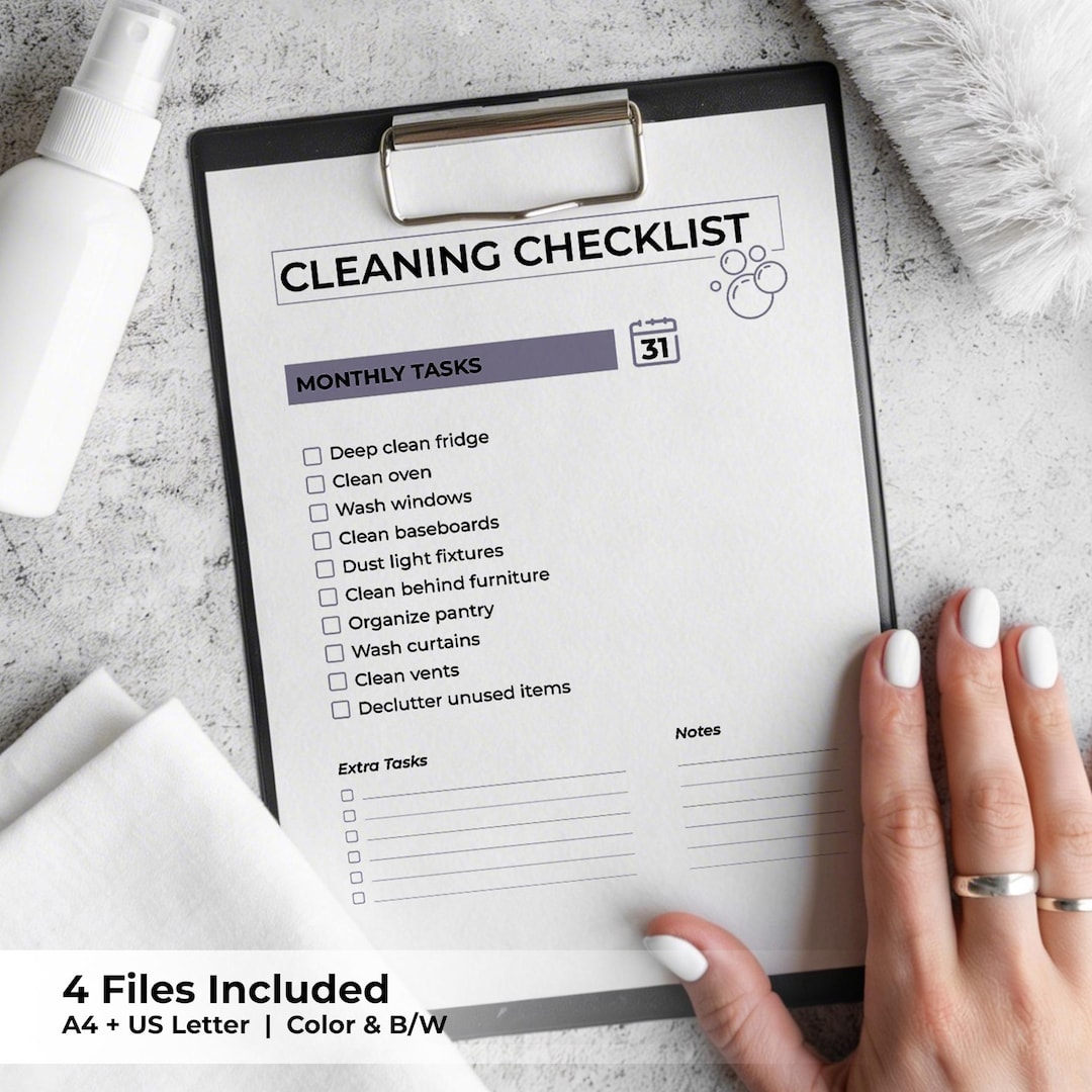 Monthly Cleaning Checklist Printable PDF | Deep Cleaning Planner | Home ...