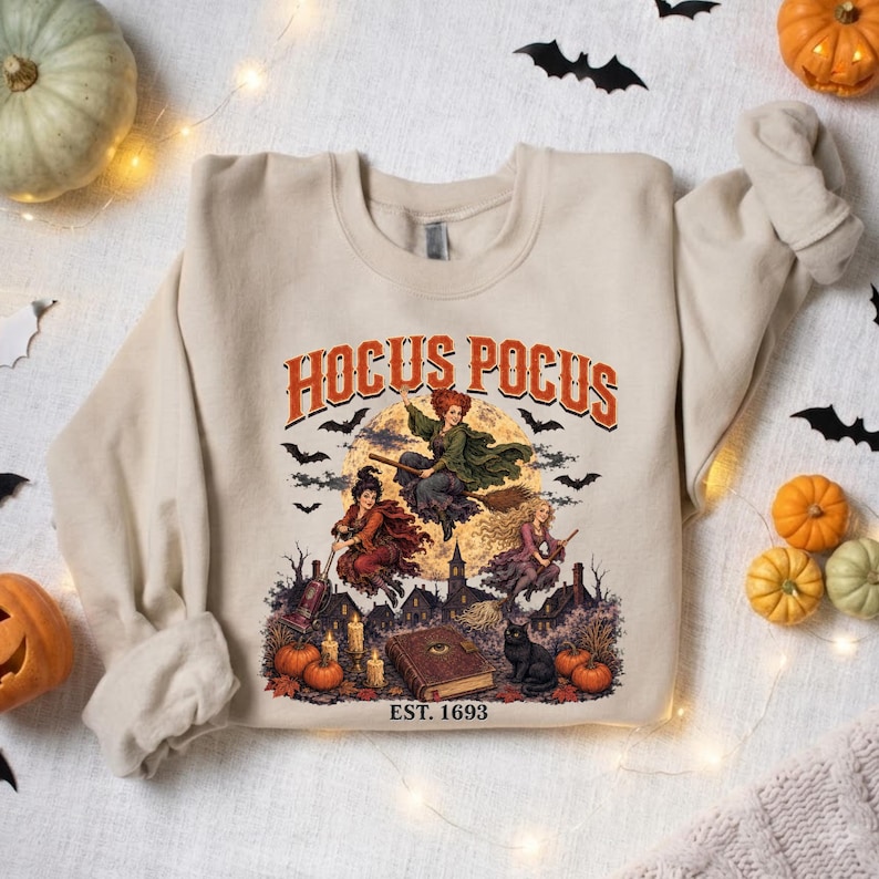 Vintage Witch Sisters Sweatshirt, Halloween Gift for Her, Witch Lover Gift, Salem Witch Shirt, Retro Halloween, Fall Crewneck