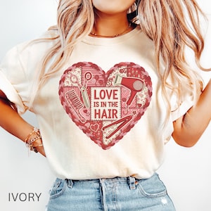 Faux Patchwork Hairstylist Tee | Valentine Hairdresser T Shirt | Salon Valentine Top | Hair Stylist Gift Cosmetologist Tee Comfort Colors®