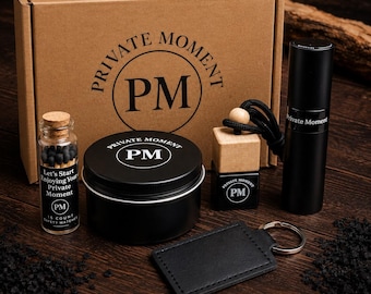 Car Gift Box Set, Custom Fragrance Spray & Leather Keychain for Him