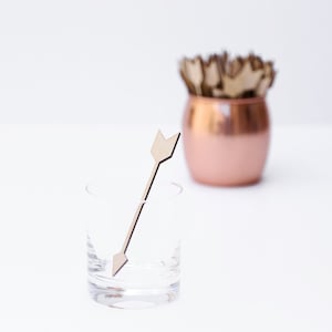 Arrow Stir Stick/Swizzle Stick Laser cut wood Pack of 20 image 1