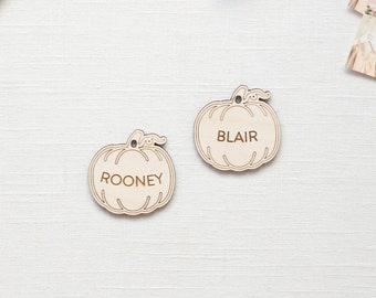 Personalized Laser Engraved Wooden Pumpkin Treat Bag - Placecard - Gift Tag