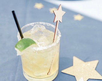 Star Stir Stick/Swizzle Stick - Laser cut wood - Pack of 20