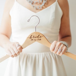Bride and Bridesmaid Hangers - Personalized laser engraved maple wood hangers perfect for photos!