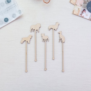 Personalisierte Laser Cut Hundezucht Rührstäbe für Feiern - 20er Pack - Benutzerdefinierte Hunderasse Party Rührstäbe