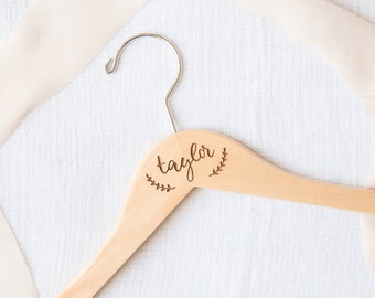 Personalized Bridesmaid Hanger - Laser Engraved Wood - Bride wedding Bridal party gift