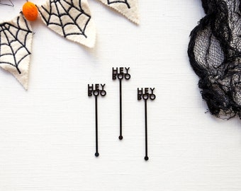 Halloween - Hey Boo - Drink Stir Sticks - Halloween Party, Halloween Birthday, drink stirrers, Laser cut wood acrylic