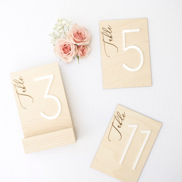 Wood Table Numbers, Wood and Acrylic Table Numbers, Wooden Table Numbers, Wedding Table Numbers, Table Numbers, Table Decor