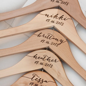 8 Personalized Bridesmaid Hangers Engraved Wood image 2