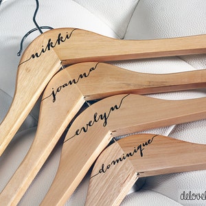 12 Personalized Bridesmaid Hangers Engraved Wood image 2