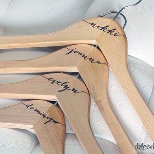 12 Personalized Bridesmaid Hangers Engraved Wood image 5