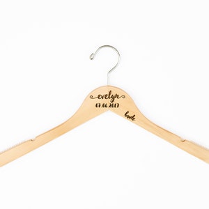Personalized Wedding Hanger with Arm Inscription Personalized Bridesmaid Hangers Wedding Hanger Laser Engraved Hanger image 6