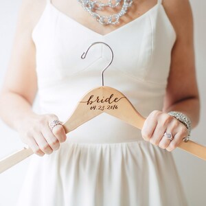 Personalized Bridesmaid Hanger Laser Engraved Wood Bride wedding Bridal party gift image 5