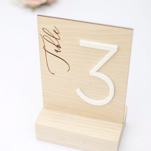 Wood Table Numbers, Wood and Acrylic Table Numbers, Wooden Table Numbers, Wedding Table Numbers, Table Numbers, Table Decor image 3