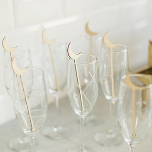 Crescent Moon Stir Stick/Swizzle Stick - (20) Pack - Laser cut wood