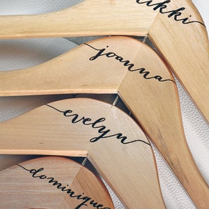 10 Personalized Bridesmaid Hangers Engraved Wood image 3