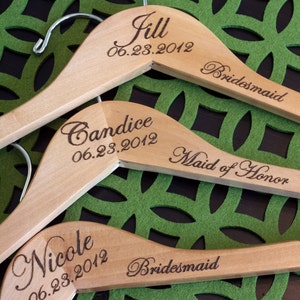 5 Notched Custom/Personalized Wedding Hanger with Arm Inscription Wooden image 2