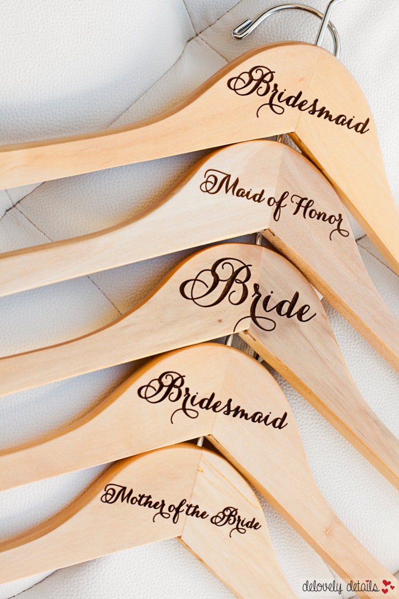 Engraved Bridal Hanger Wood image 10