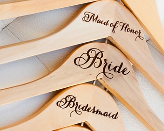 6 - Personalized Bridesmaid Hanger - Engraved Wood