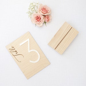 Wood Table Numbers, Wood and Acrylic Table Numbers, Wooden Table Numbers, Wedding Table Numbers, Table Numbers, Table Decor image 2