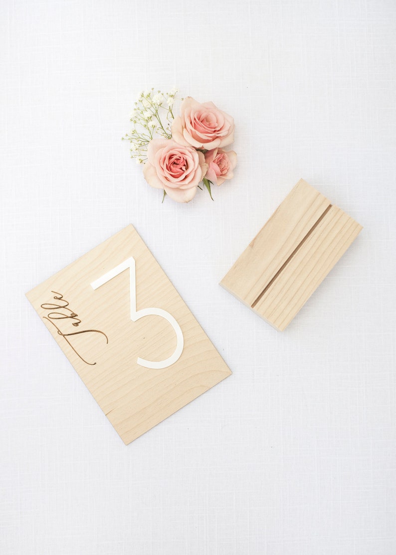 Wood Table Numbers, Wood and Acrylic Table Numbers, Wooden Table Numbers, Wedding Table Numbers, Table Numbers, Table Decor image 2