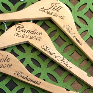 8 Notched Custom/Personalized Wedding Hanger with Arm Inscription Wooden image 1