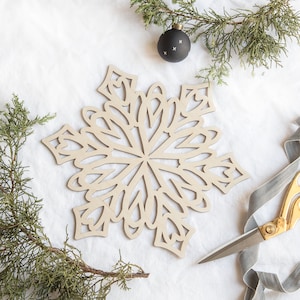 Set of (4) Large Snowflake Ornaments or Small Snowflake Ornaments - Laser Cut Wood