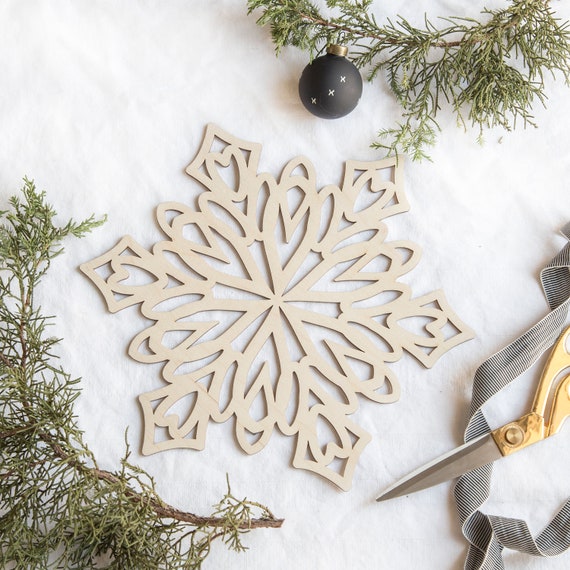 Set of (4) Large Snowflake Ornaments or Small Snowflake Ornaments - Laser  Cut Wood