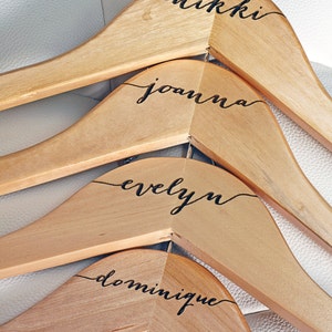 12 Personalized Bridesmaid Hangers Engraved Wood image 1