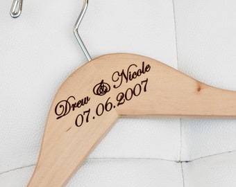 Personalized Bridesmaid Hanger - Laser Engraved Wood - Bride wedding Bridal party gift