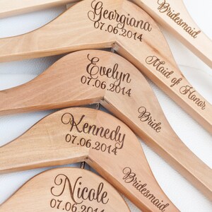 4 Personalized Bridesmaid Hangers Engraved Wood Hangers image 2