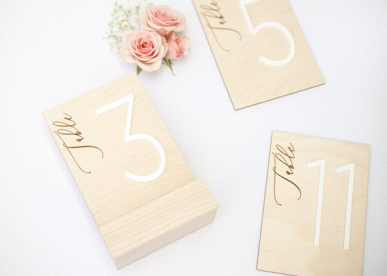 Wood Table Numbers Wood and Acrylic Table Numbers Wooden Etsy