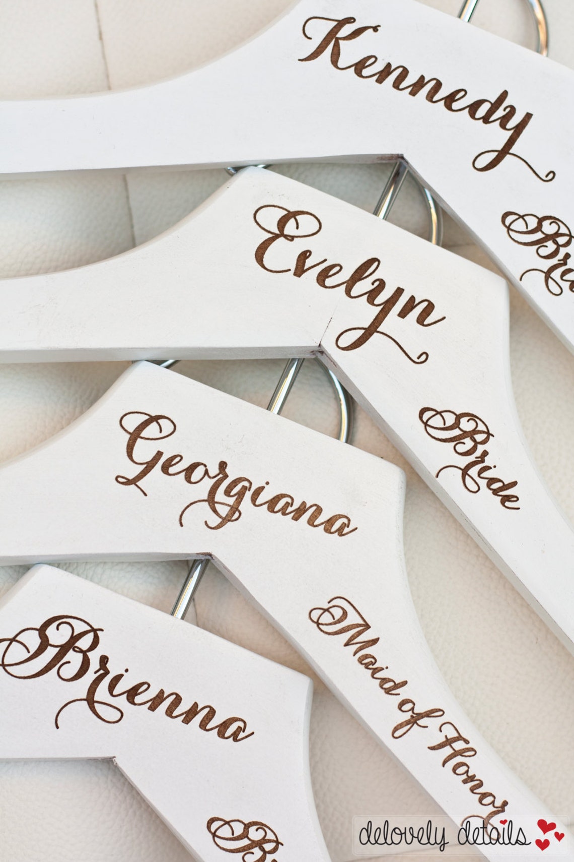 3 Personalized White Wedding Dress Hangers With Wedding Etsy