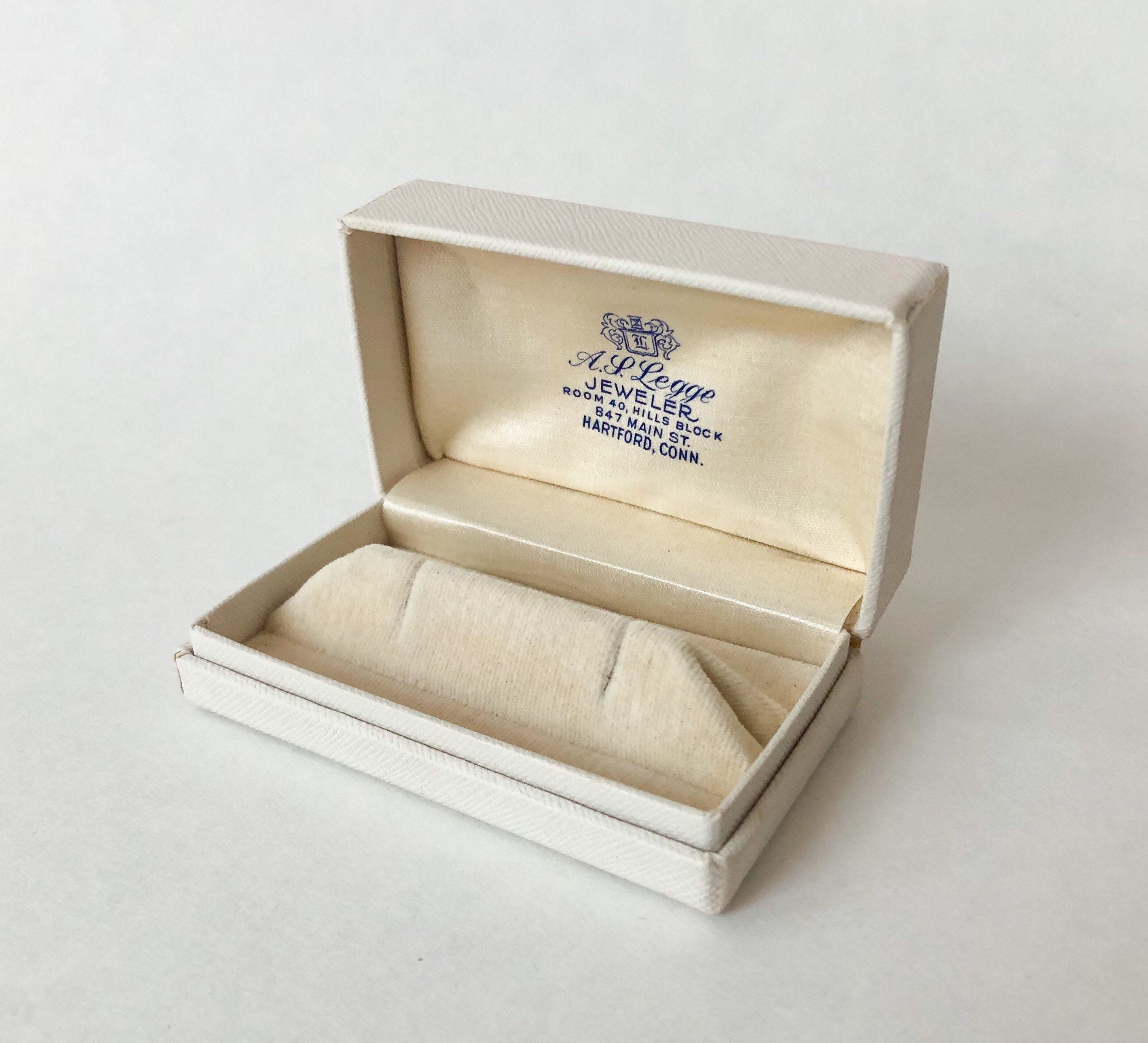 NOS Jewelry Box Cuff Links Cufflink Earrings Stud Velvet Display Cardboard Vintage Art Deco Antique