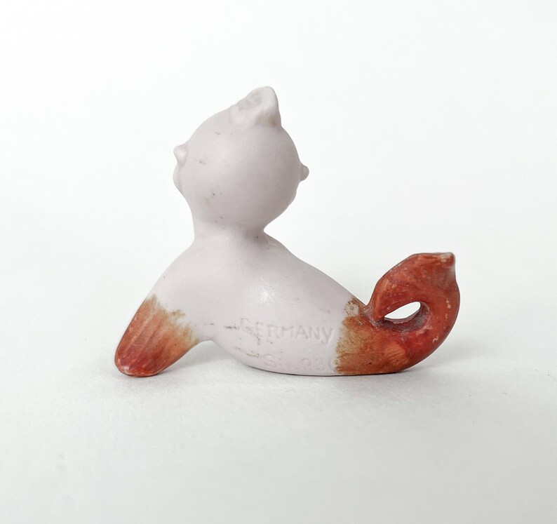 Mini Mermaid Baby Pixie Cupie Kewpie Doll Figurine Miniature Porcelain Bisque Vintage Art Deco