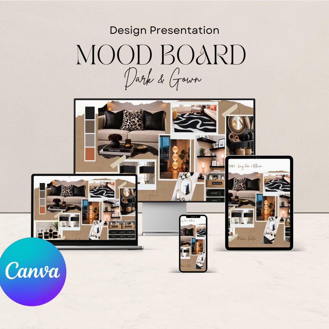 Modern Interior Design Mood Board Template | Client Presentation - Etsy