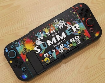 Funda para Nintendo Switch con diseño de oso y grafiti de dibujos animados: carcasa protectora dividida de TPU suave para consola NS, accesorios de juego adorables.