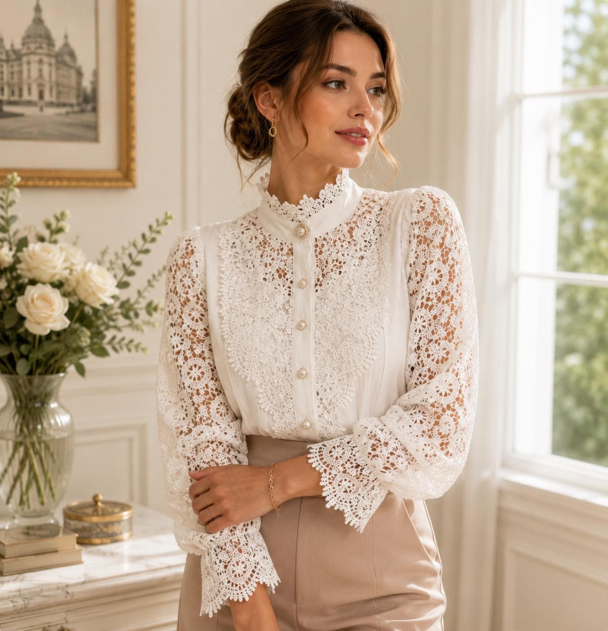 Black Blouse White Lace Collar Vintage - Etsy