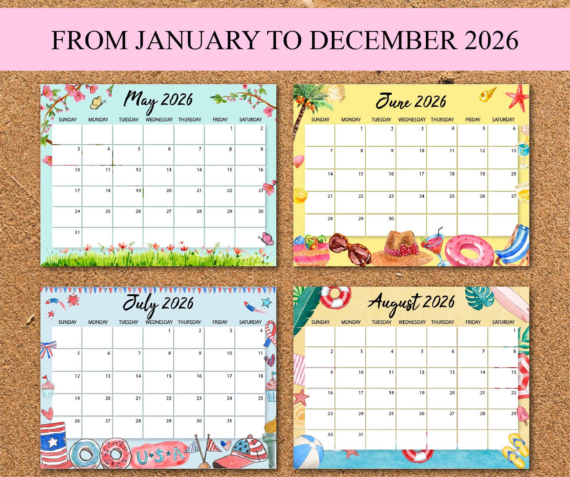 2026 Kids Calendar Printable | Monthly Planner (editable PDF Download ...